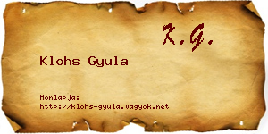 Klohs Gyula névjegykártya